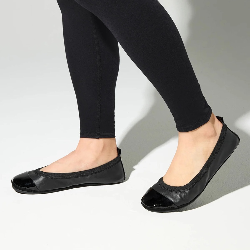Yosi Samra Samantha Foldable Ballet Flat in Black Leather